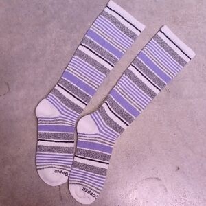 Tommy Copper Compression Women's Striped Lavender and White Socks